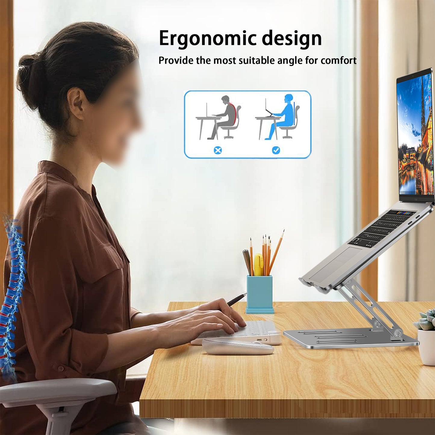 10 Pcs/box, Laptop Stand Adjustable Height, UK local, Ergonomic Laptop Riser Holder for Desk