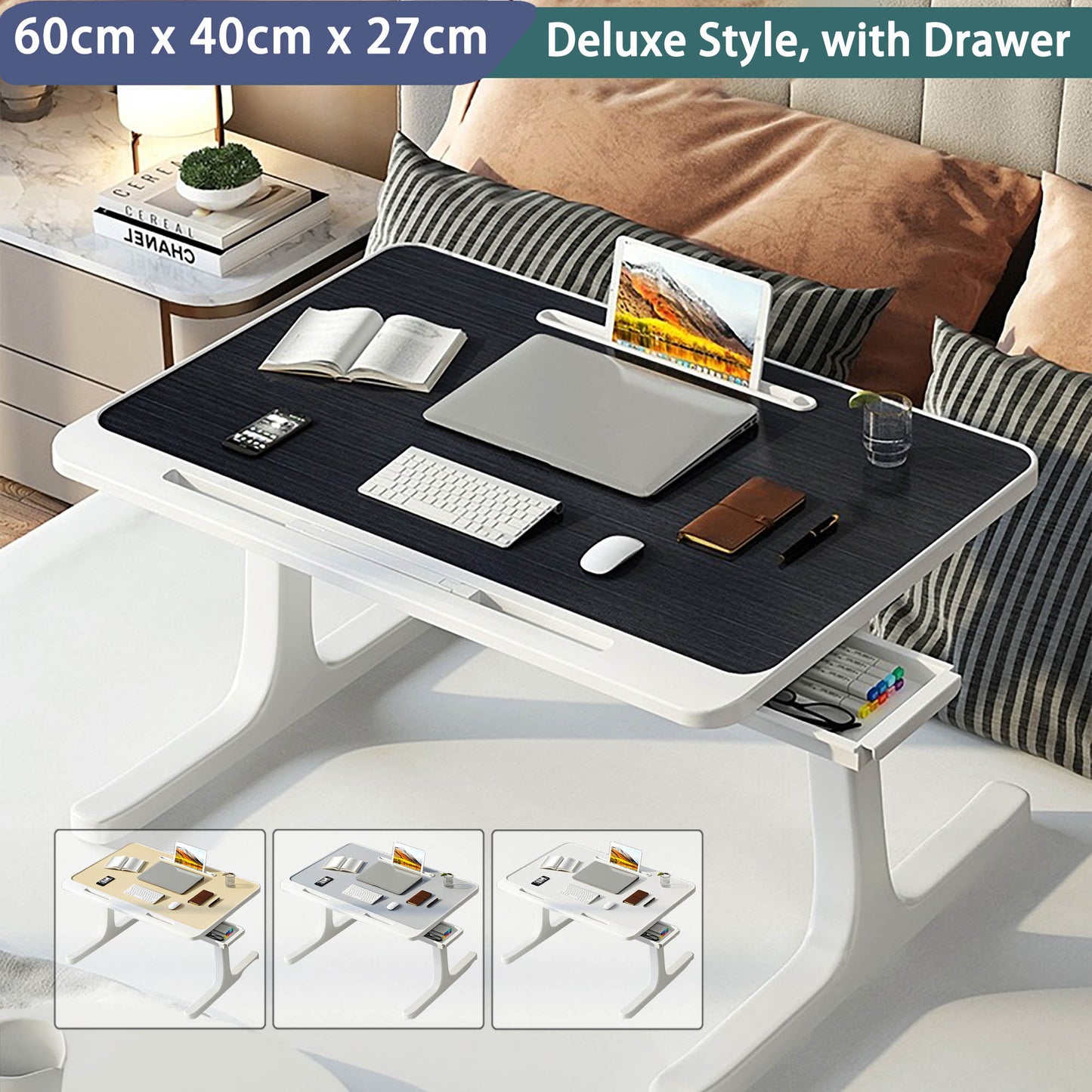 Laptop Bed Table,UK local, Laptop Stand with Drawer, Folding Legs, laptop tray for bed