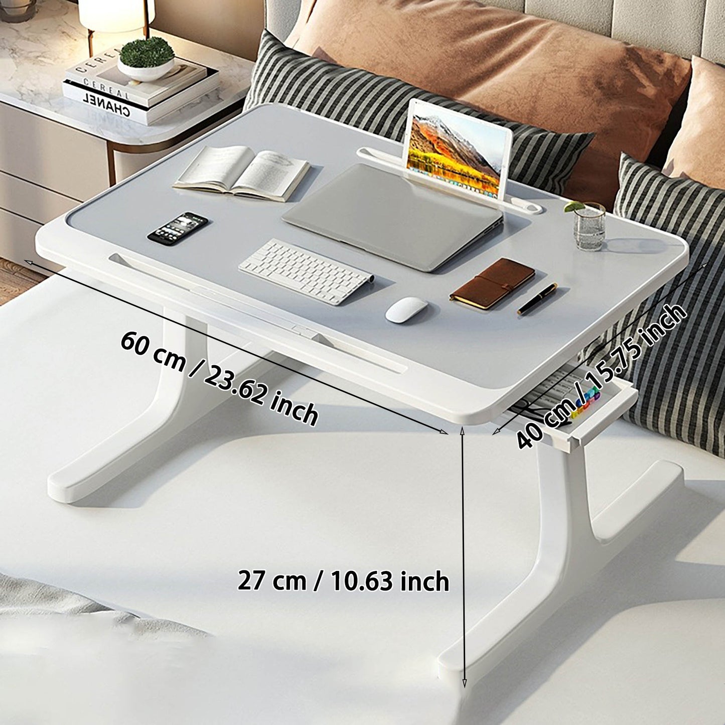 Laptop Bed Table,UK local, Laptop Stand with Drawer, Folding Legs, laptop tray for bed