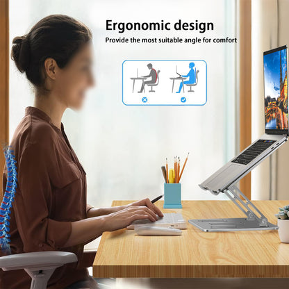 Laptop Stand Adjustable Height, UK local, Ergonomic Laptop Riser Holder for Desk