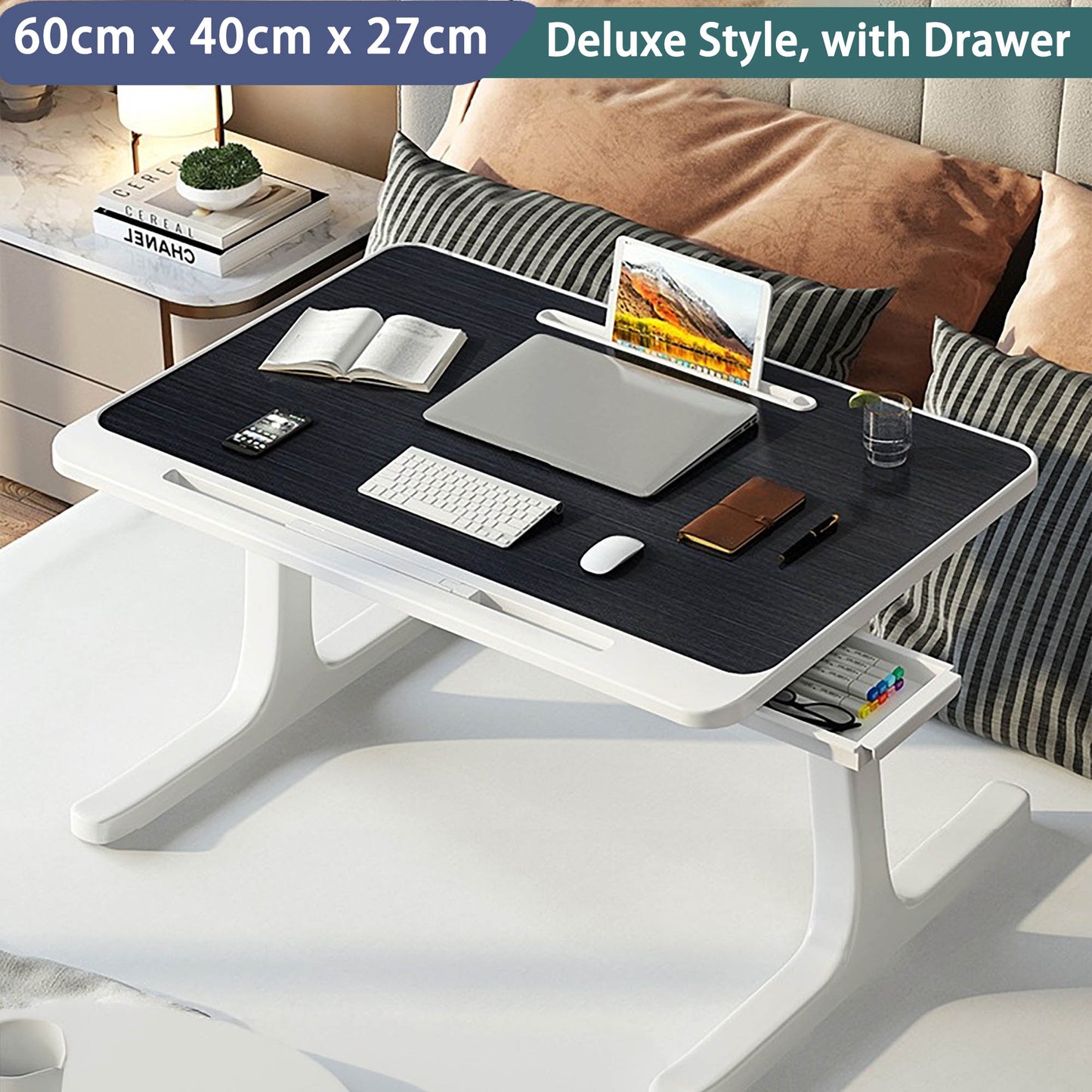 Laptop Bed Table,UK local, Laptop Stand with Drawer, Folding Legs, laptop tray for bed
