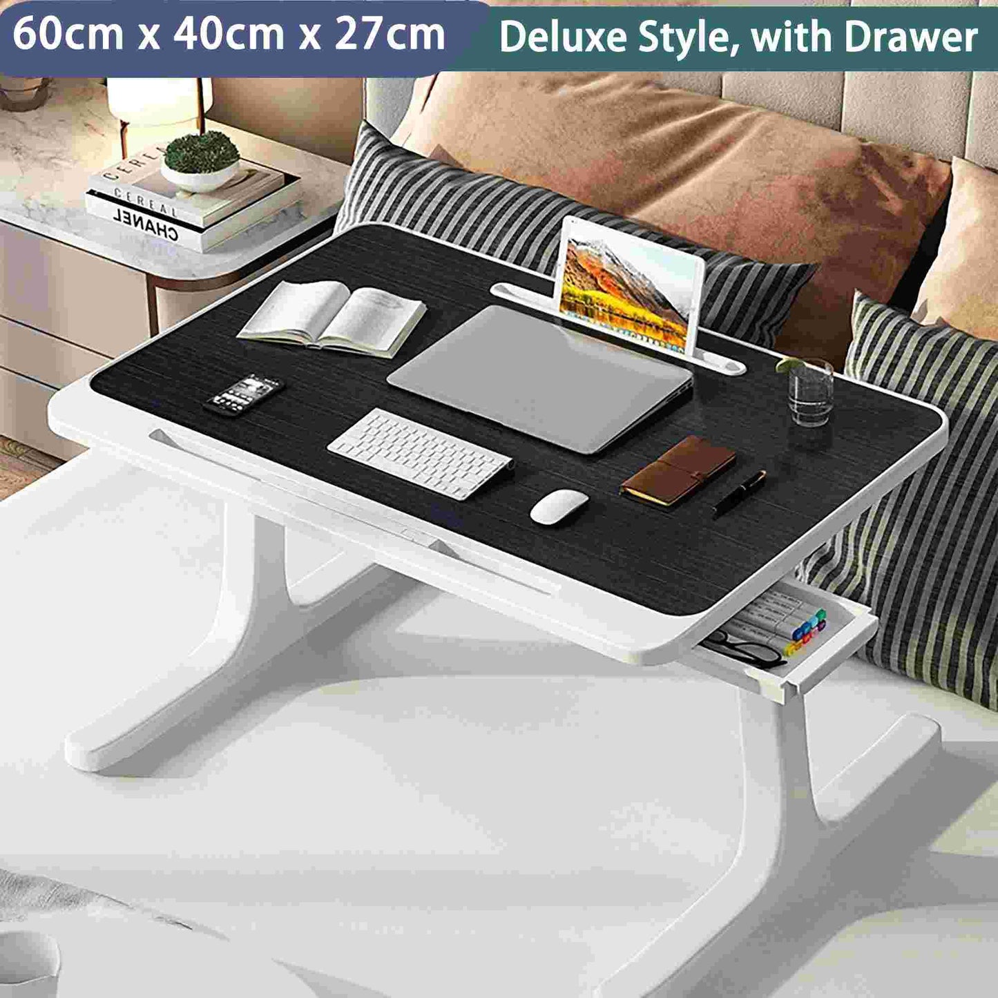 Laptop Bed Table,UK local, Laptop Stand with Drawer, Folding Legs, laptop tray for bed